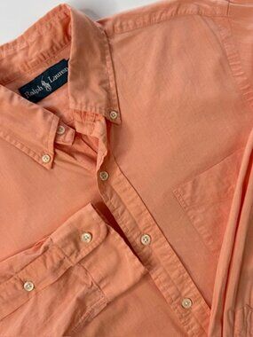 Ralph Lauren Shirt Men's Small Salmon No Logo Long Sleeve Button Down Classic